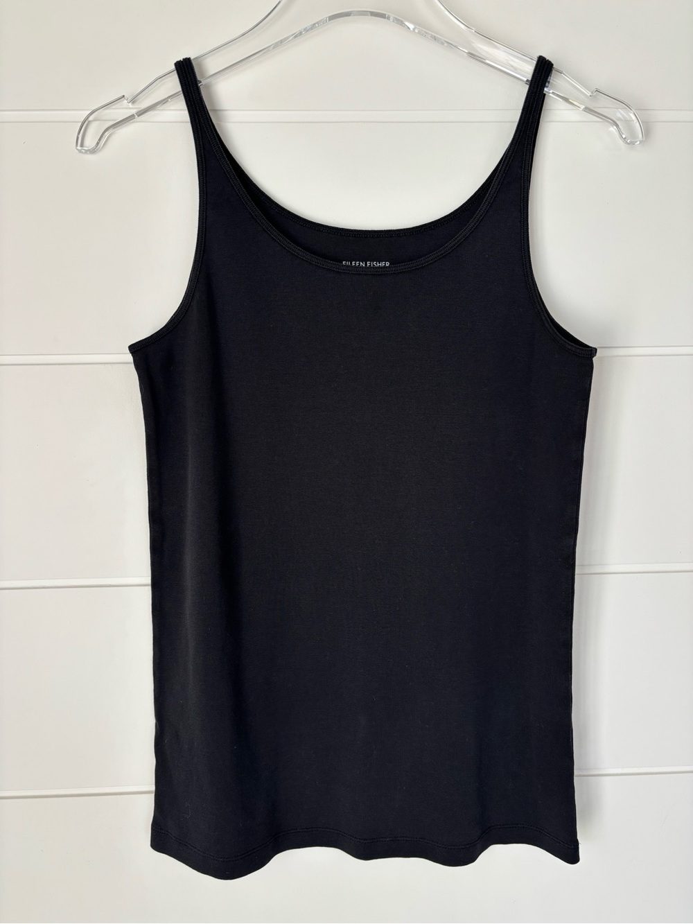 Eileen Fisher Black Slim Scoop Neck Organic Cotton Tank Top Women's Size Large